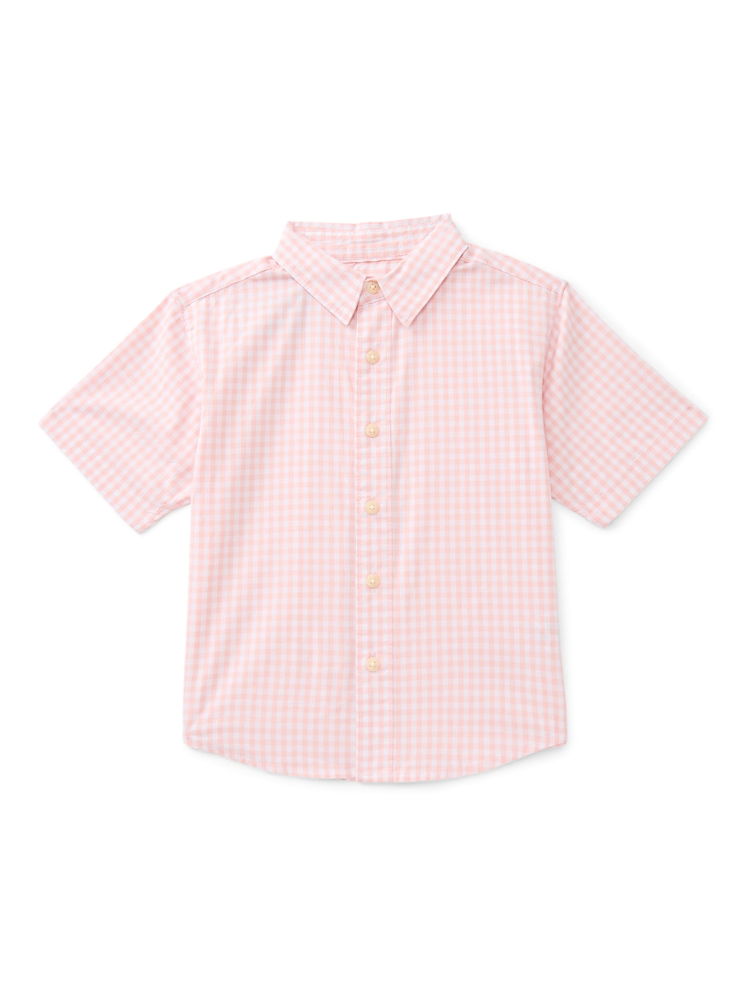 Wonder Nation Boys Cotton Button Down Shirt with Short Sleeves, Sizes 4/5-18 & Husky