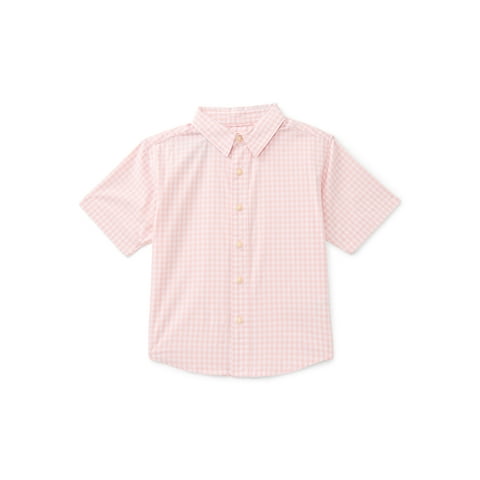 Boys Cotton Button Down Shirt with Short Sleeves, Sizes 4/5-18 & Husky