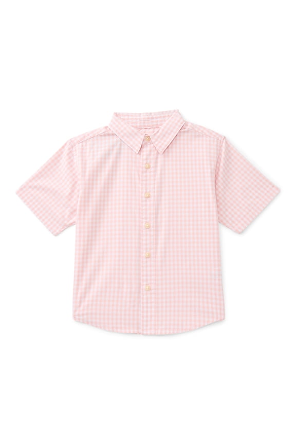Boys Cotton Button Down Shirt with Short Sleeves, Sizes 4/5-18 & Husky
