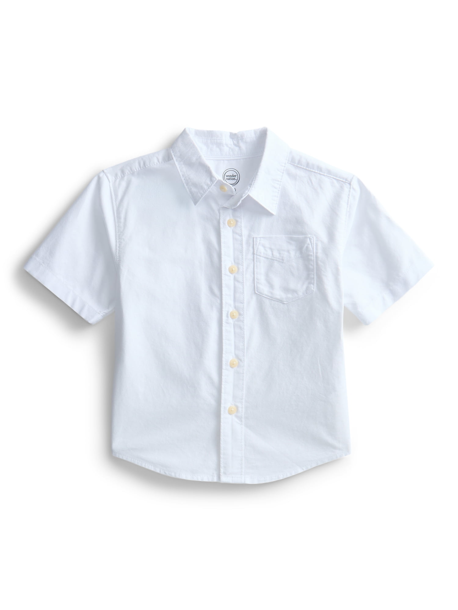 Wonder Nation Boys Cotton Button Down Shirt with Short Sleeves, Sizes 4/5-18 & Husky