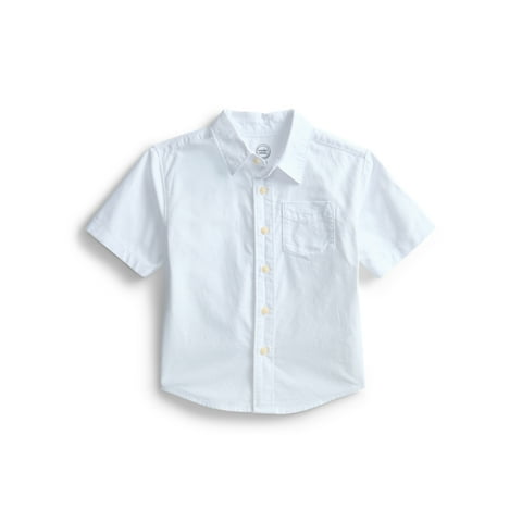 Boys Cotton Button Down Shirt with Short Sleeves, Sizes 4/5-18 & Husky