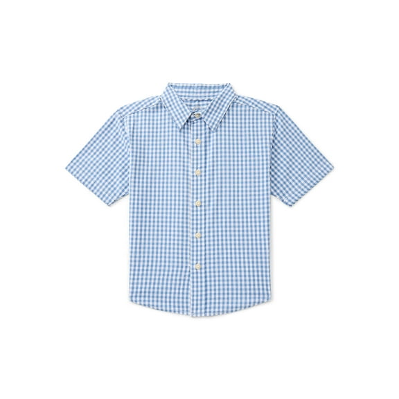 Wonder Nation Boys Cotton Button Down Shirt with Short Sleeves, Sizes 4/5-18 & Husky