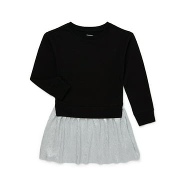Wonder Nation Girls Layered Sweatshirt, Sizes 4-18 & Plus