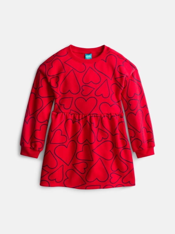 Girls Fleece Sweatshirt Dress with Long Sleeves, Sizes XS - XXL