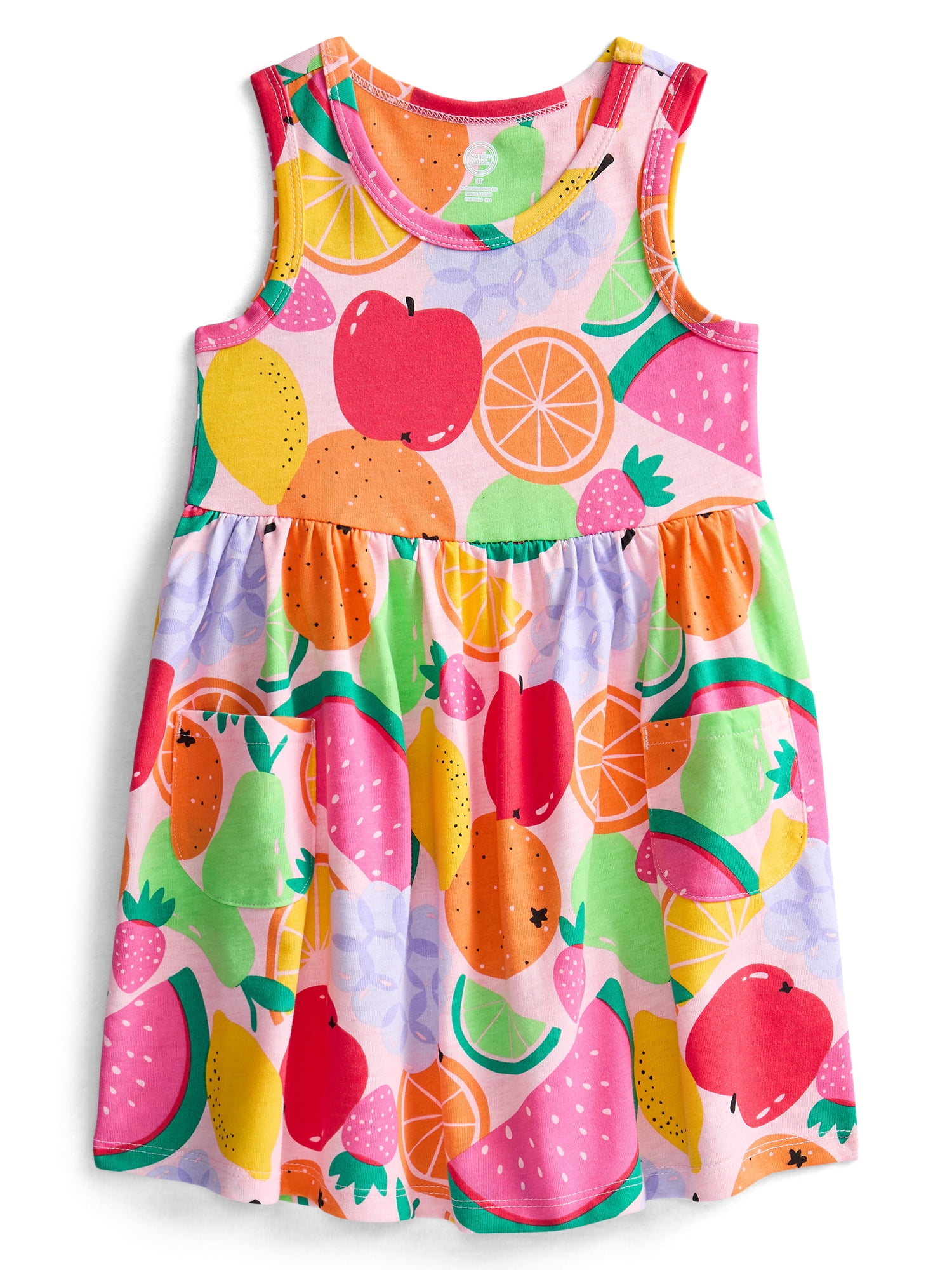 Wonder Nation Toddler Girls Sleeveless Knit Tank Play Dress, Sizes 12M–5T