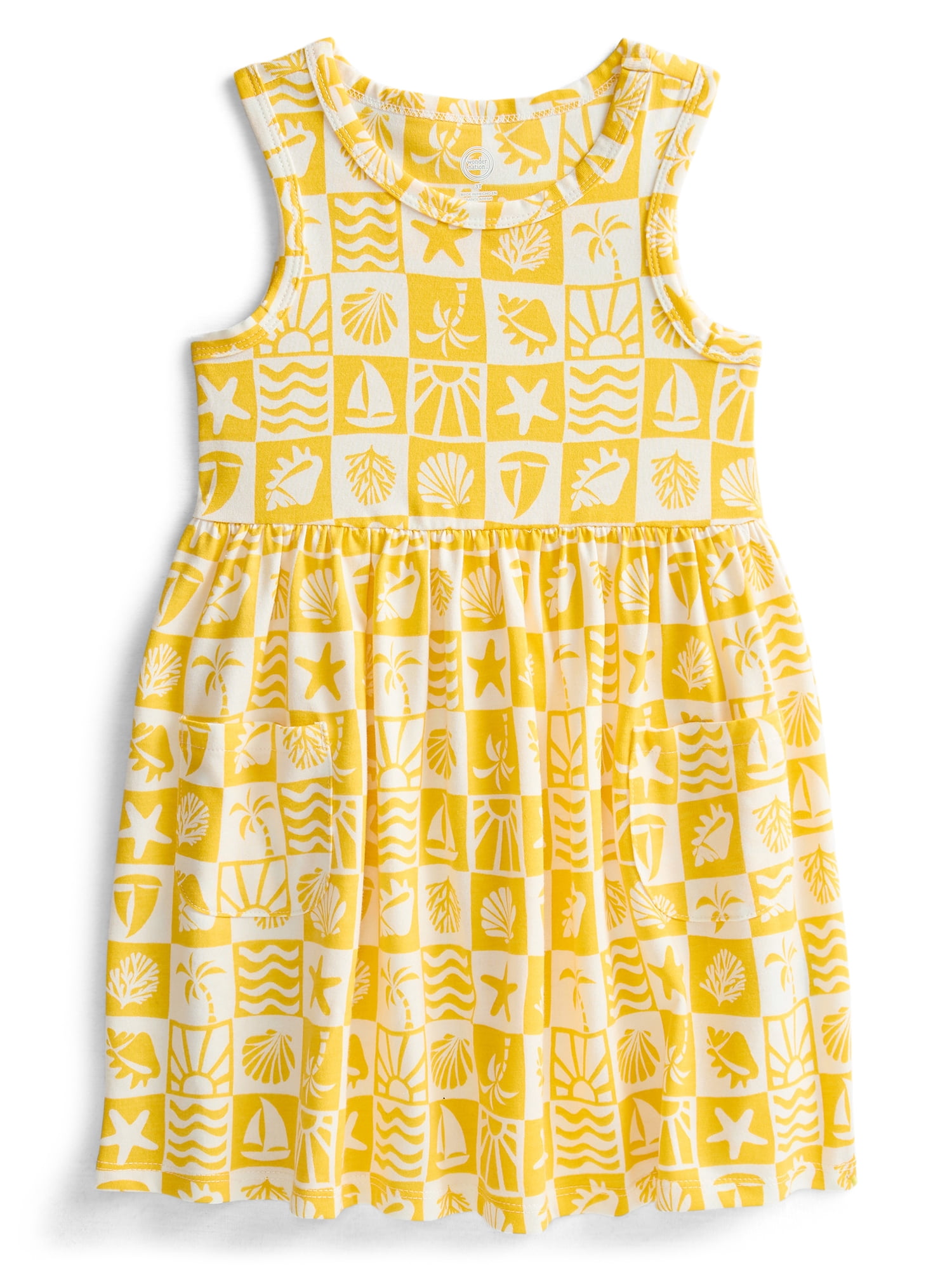 Wonder Nation Toddler Girls Sleeveless Knit Tank Play Dress, Sizes 12M–5T