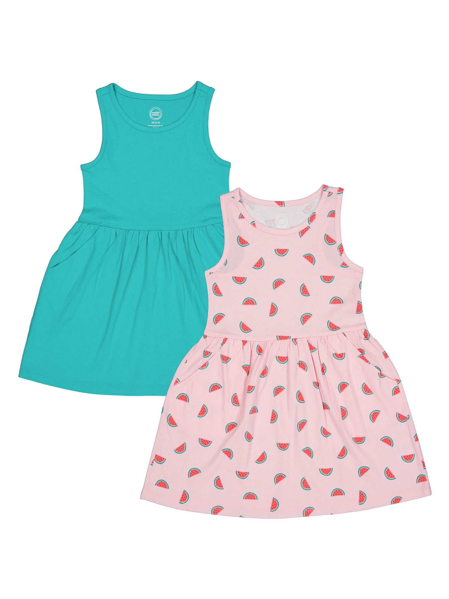 Wonder Nation Girls Tank Play Dress 2pk, Sizes 4-18 & Plus