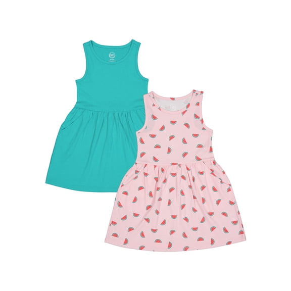 Wonder Nation Girls Tank Play Dress 2pk, Sizes 4-18 & Plus