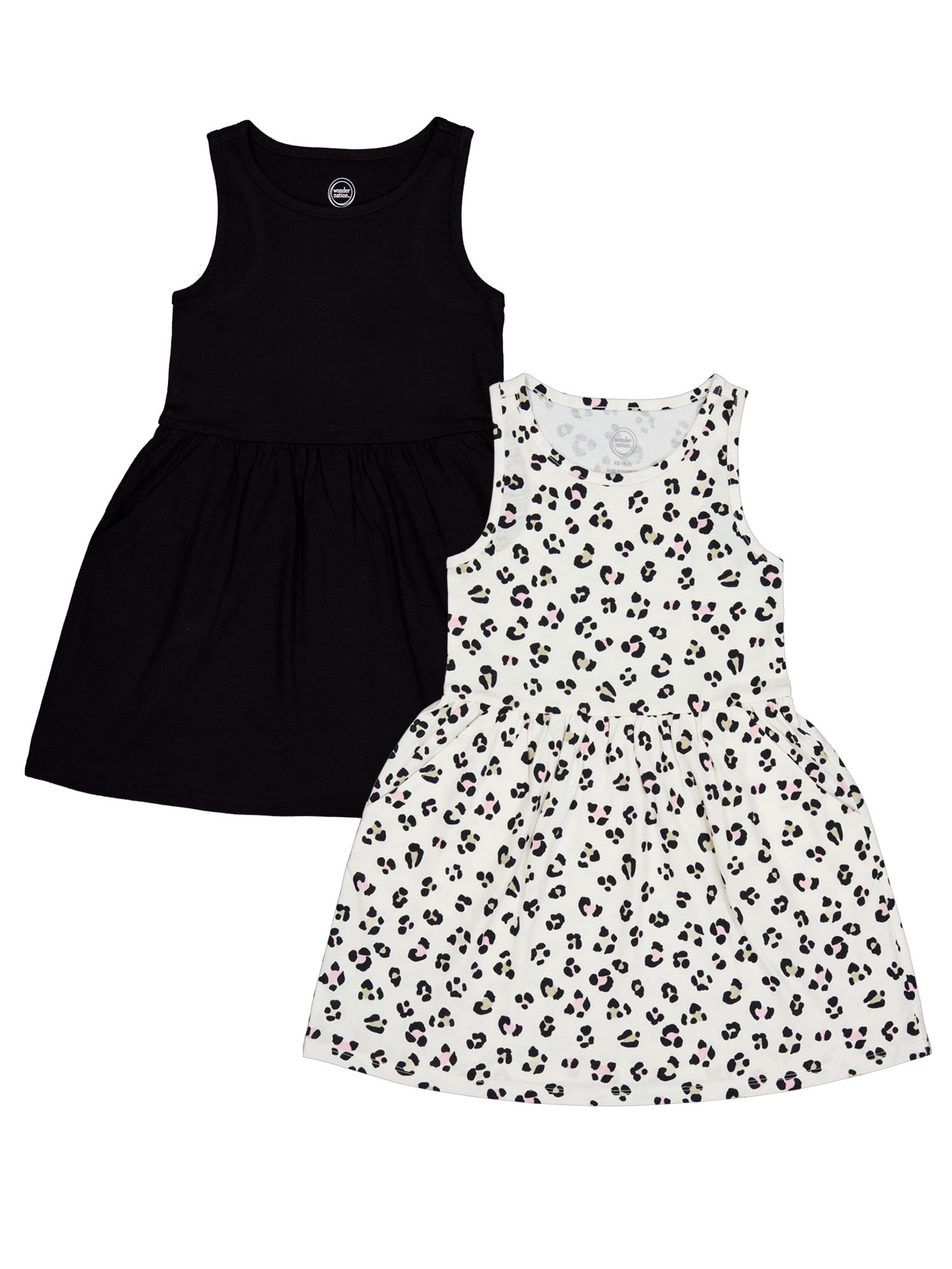 Wonder Nation Girls Tank Play Dress 2pk, Sizes 4-18 & Plus