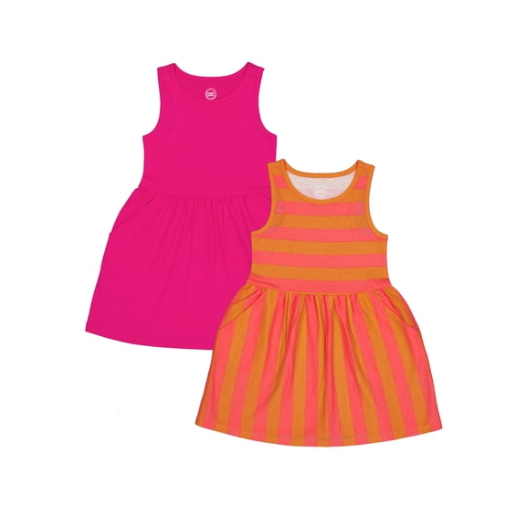 Wonder Nation Girls Tank Play Dress 2pk, Sizes 4-18 & Plus