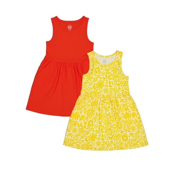 Wonder Nation Girls Tank Play Dress 2pk, Sizes 4-18 & Plus