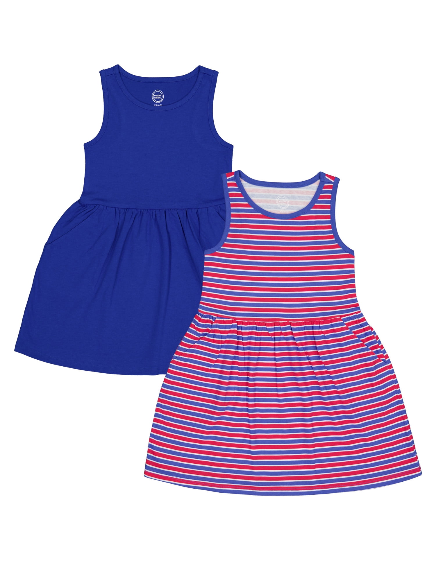 Wonder Nation Girls Tank Play Dress 2pk, Sizes 4-18 & Plus
