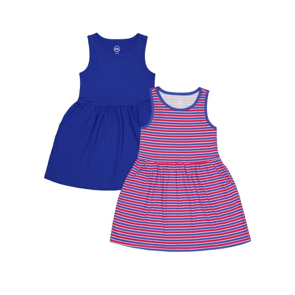 Wonder Nation Girls Tank Play Dress 2pk, Sizes 4-18 & Plus