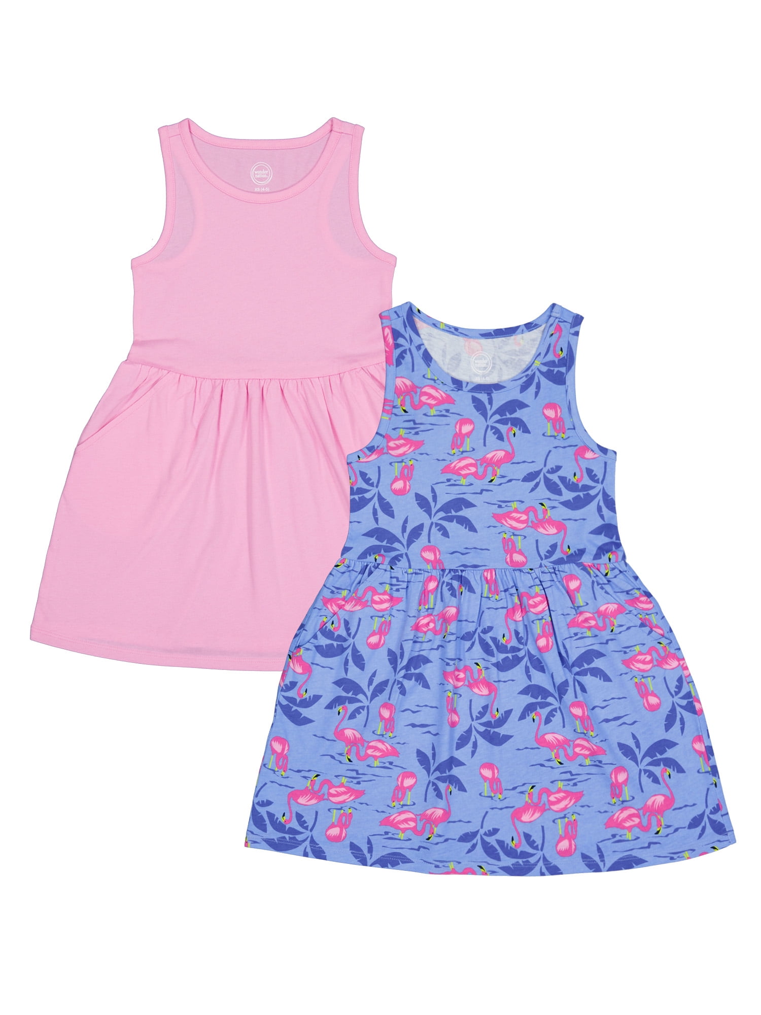 Wonder Nation Girls Tank Play Dress 2pk, Sizes 4-18 & Plus
