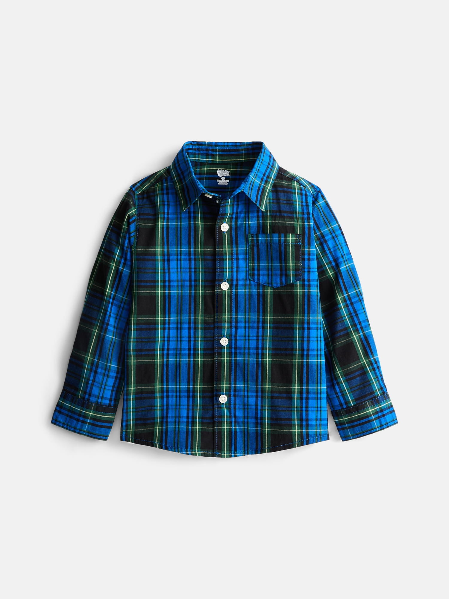 Wonder Nation Toddler Boys' Button Down Poplin Shirt with Long Sleeves, Sizes 12M-5T