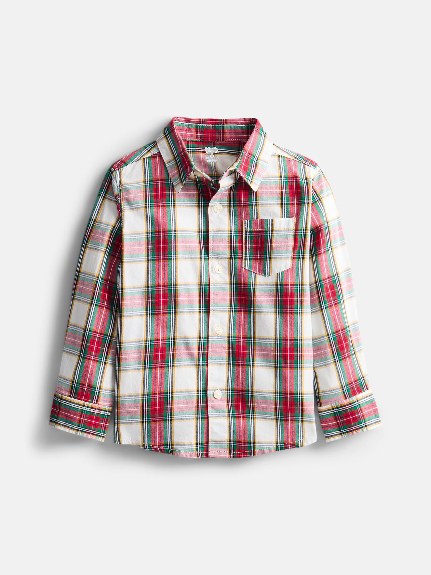 Wonder Nation Toddler Boys' Button Down Poplin Shirt with Long Sleeves, Sizes 12M-5T