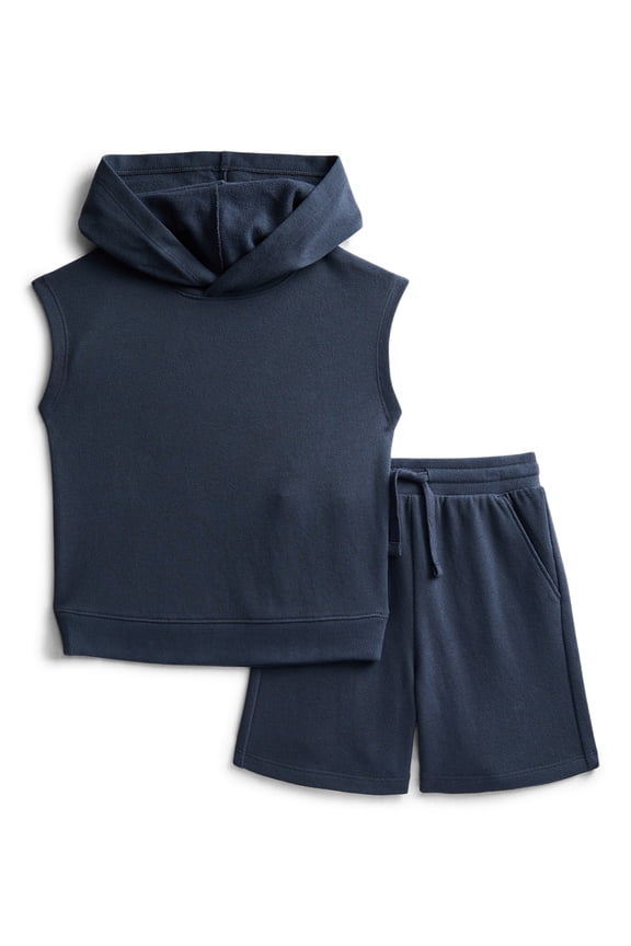Toddler Boys' French Terry Sleeveless Hoodie and Shorts Set, 2-Piece, Sizes 12M-5T
