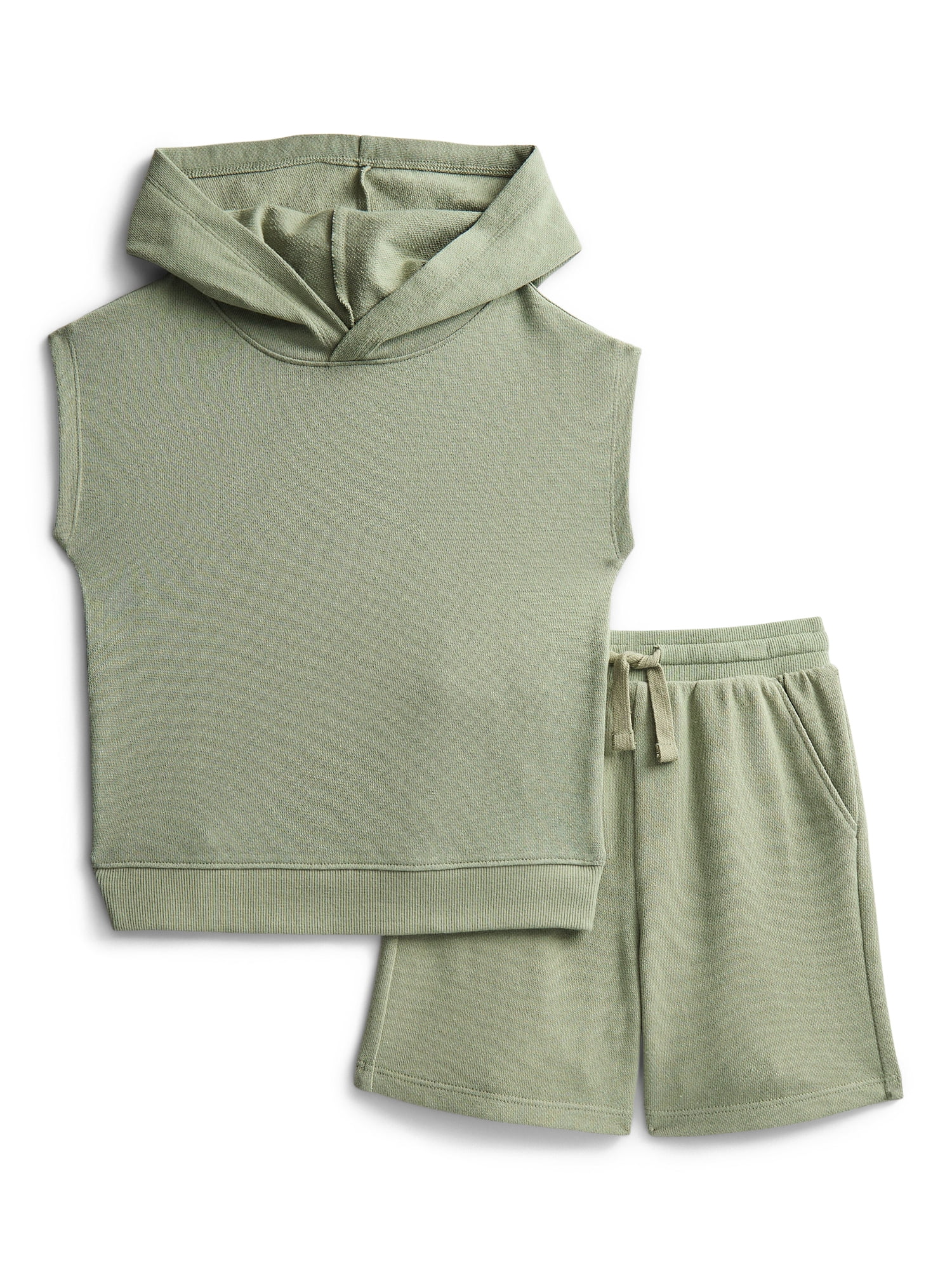 Wonder Nation Toddler Boys' French Terry Sleeveless Hoodie and Shorts Set, 2-Piece, Sizes 12M-5T