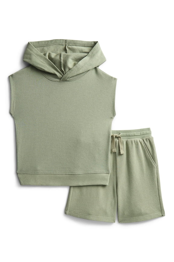 Toddler Boys' French Terry Sleeveless Hoodie and Shorts Set, 2-Piece, Sizes 12M-5T