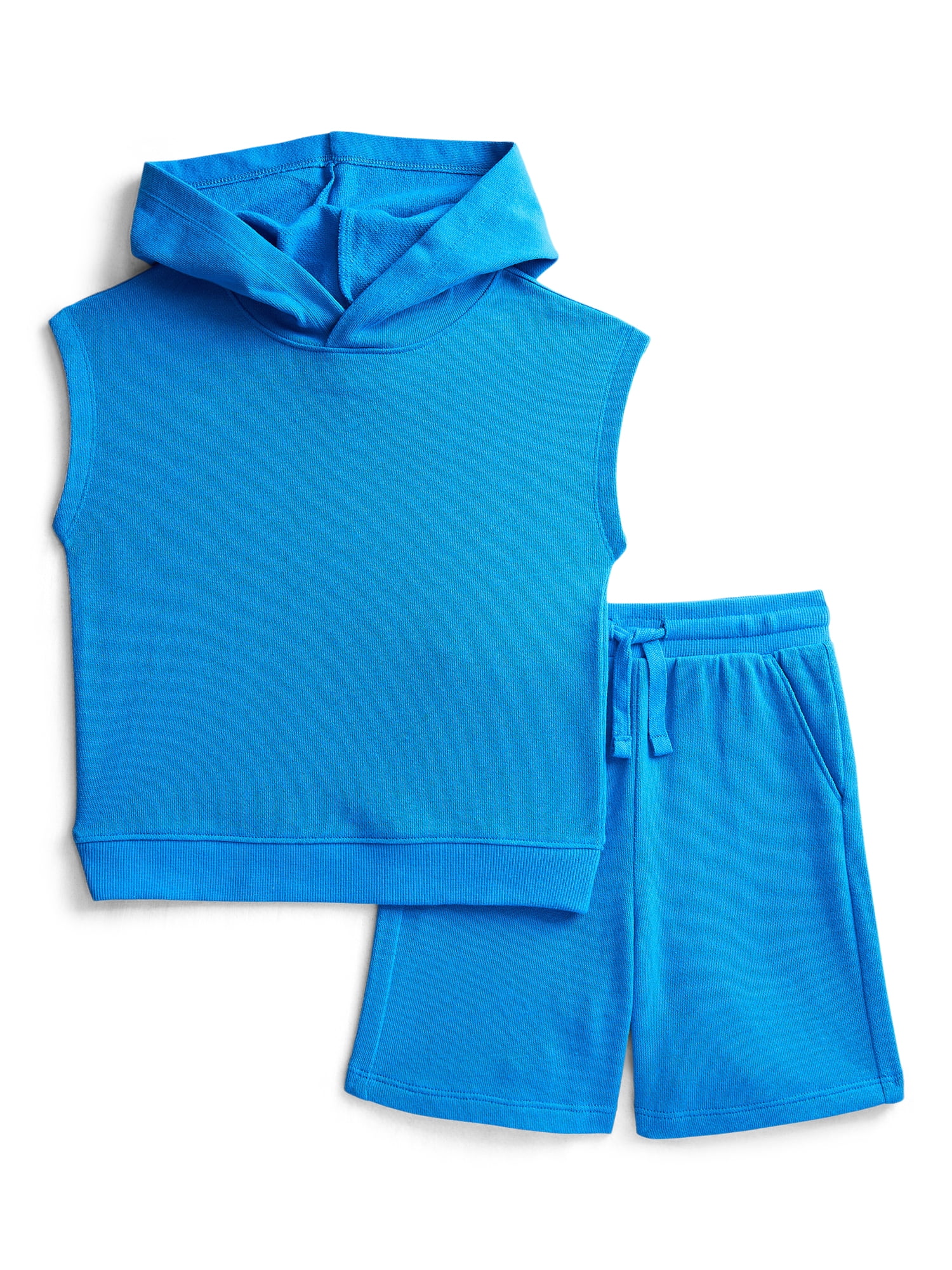 Wonder Nation Toddler Boys' French Terry Sleeveless Hoodie and Shorts Set, 2-Piece, Sizes 12M-5T