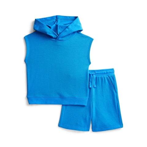 Wonder Nation Toddler Boys' French Terry Sleeveless Hoodie and Shorts Set, 2-Piece, Sizes 12M-5T