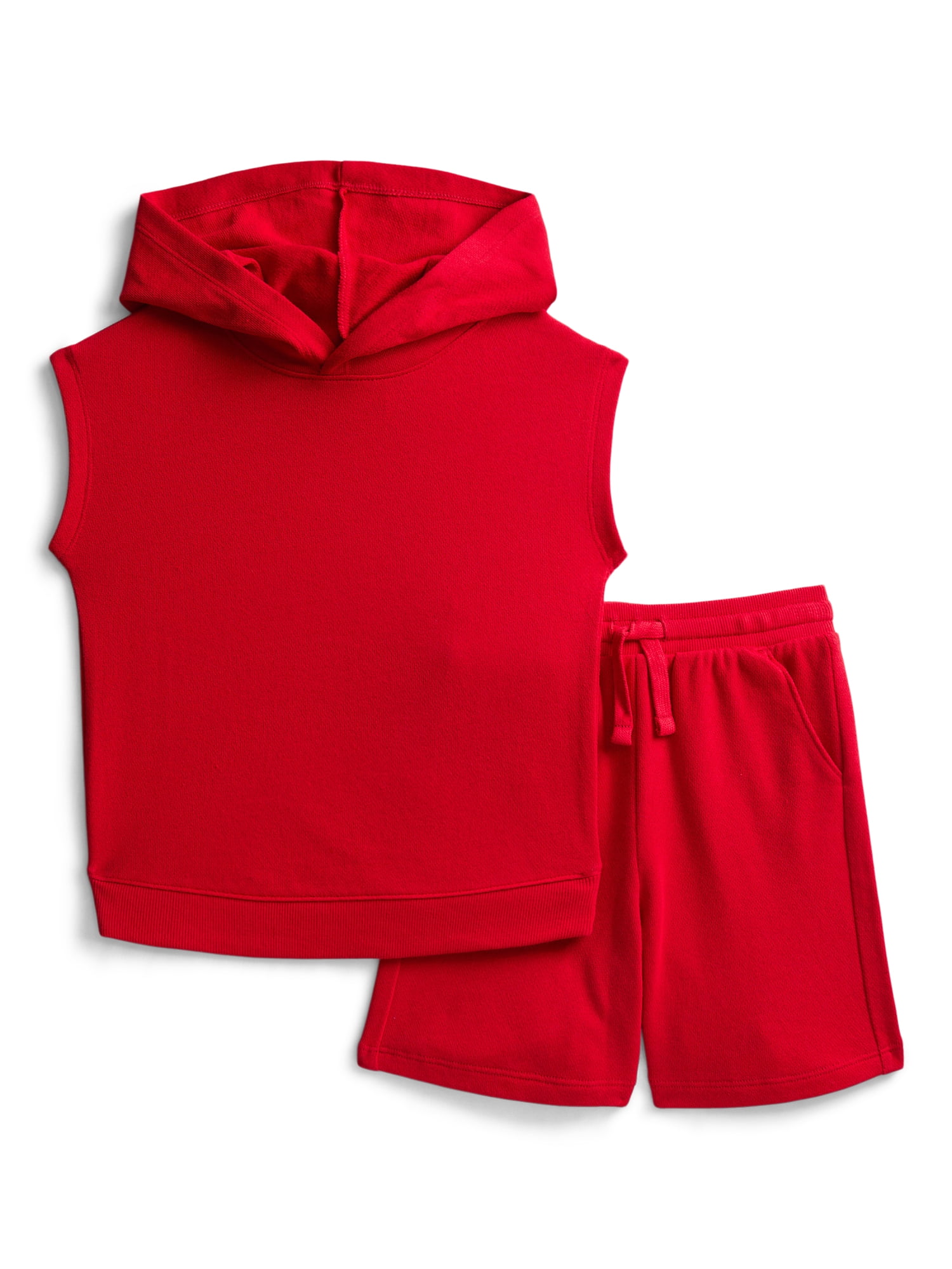 Wonder Nation Toddler Boys' French Terry Sleeveless Hoodie and Shorts Set, 2-Piece, Sizes 12M-5T