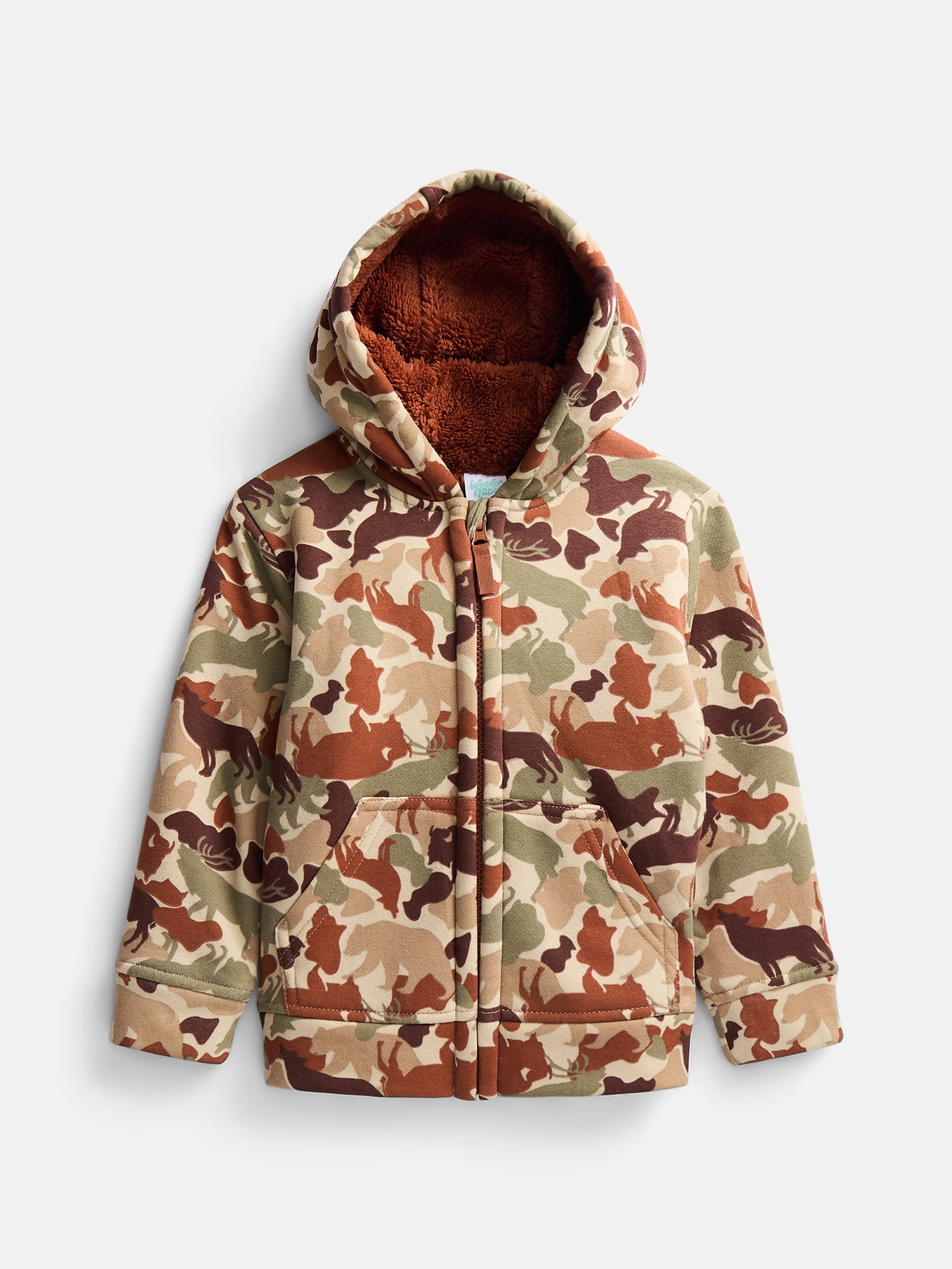 Wonder Nation Toddler Fleece- Lined Zip Hoodie, Sizes 12M-5T