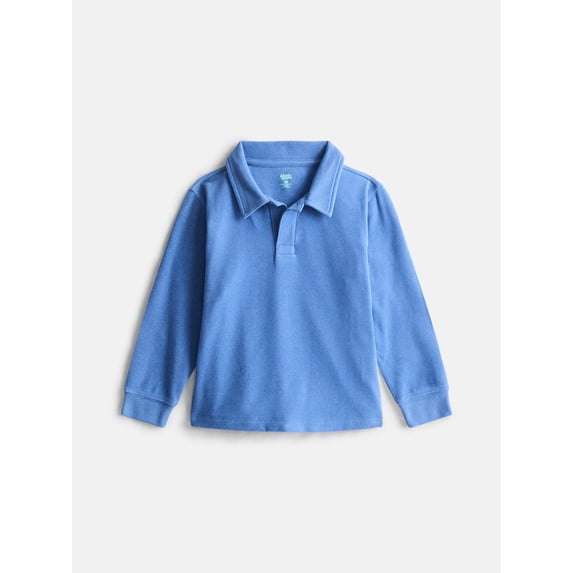 Wonder Nation Toddler Boys Cozy Polo Shirt with Long Sleeves, Sizes 12M-5T