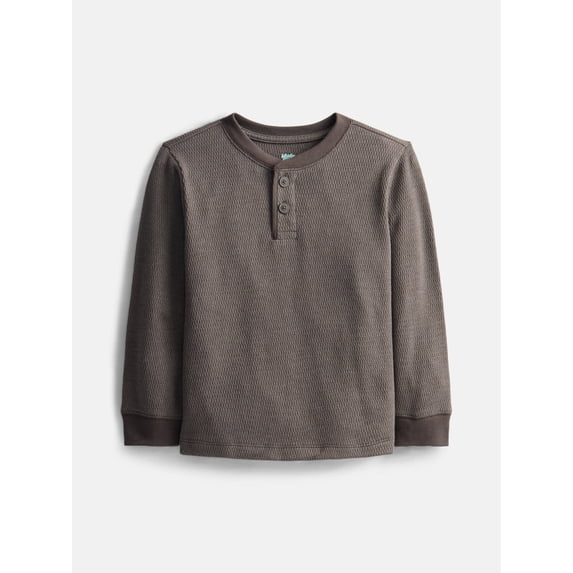 Wonder Nation Toddler Boys Thermal Henley Shirt with Long Sleeves, Sizes 12M-5T