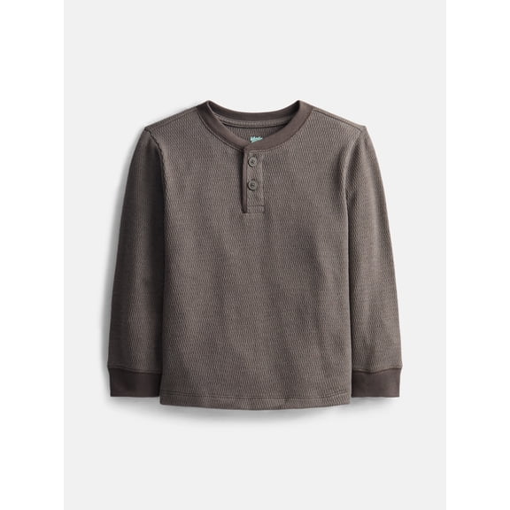Wonder Nation Toddler Boys Thermal Henley Shirt with Long Sleeves, Sizes 12M-5T