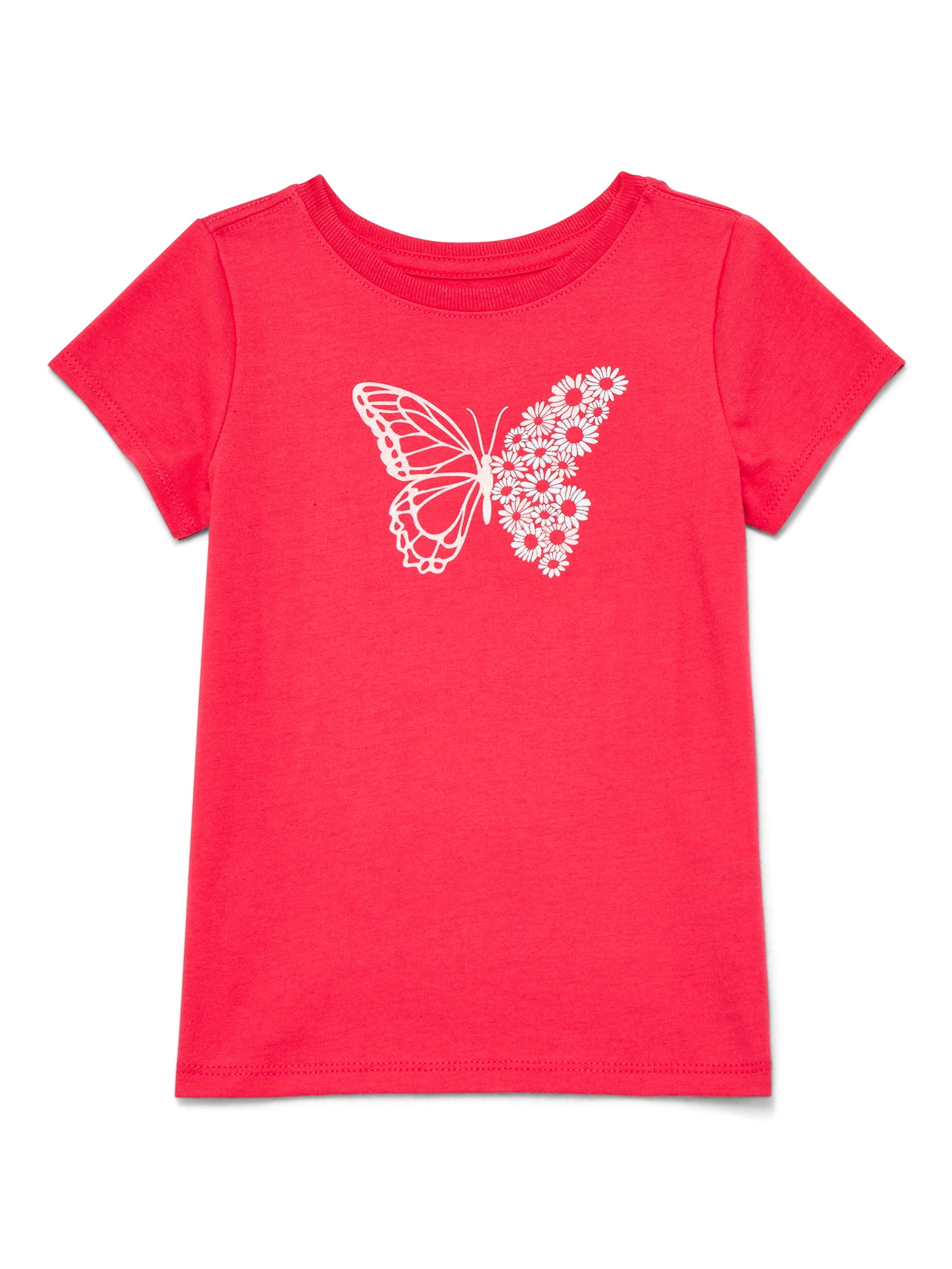 Wonder Nation Toddler Girls Tee with Short Sleeves, Sizes 18M-5T