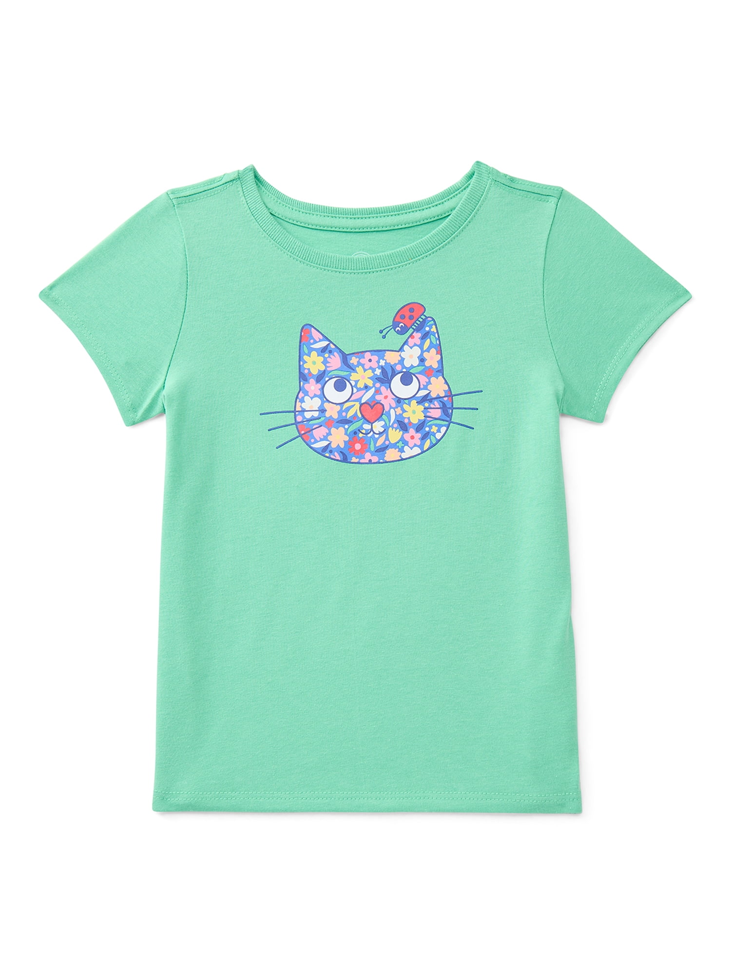 Wonder Nation Toddler Girls Tee with Short Sleeves, Sizes 18M-5T