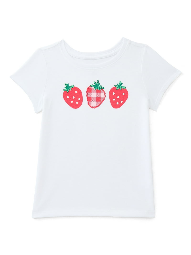 Wonder Nation Toddler Girls Tee with Short Sleeves, Sizes 18M-5T