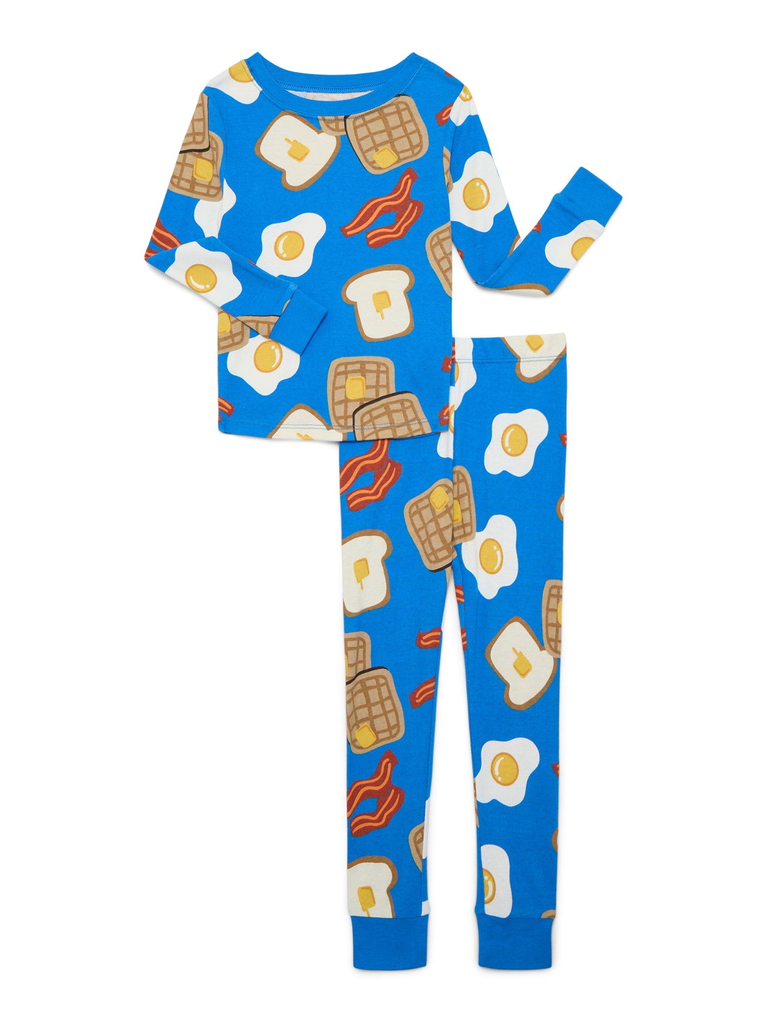 Wonder Nation Boys Cotton Snug Fit Long Sleeve Top and Pants Sleep Set, 2-Piece, Sizes 4-10