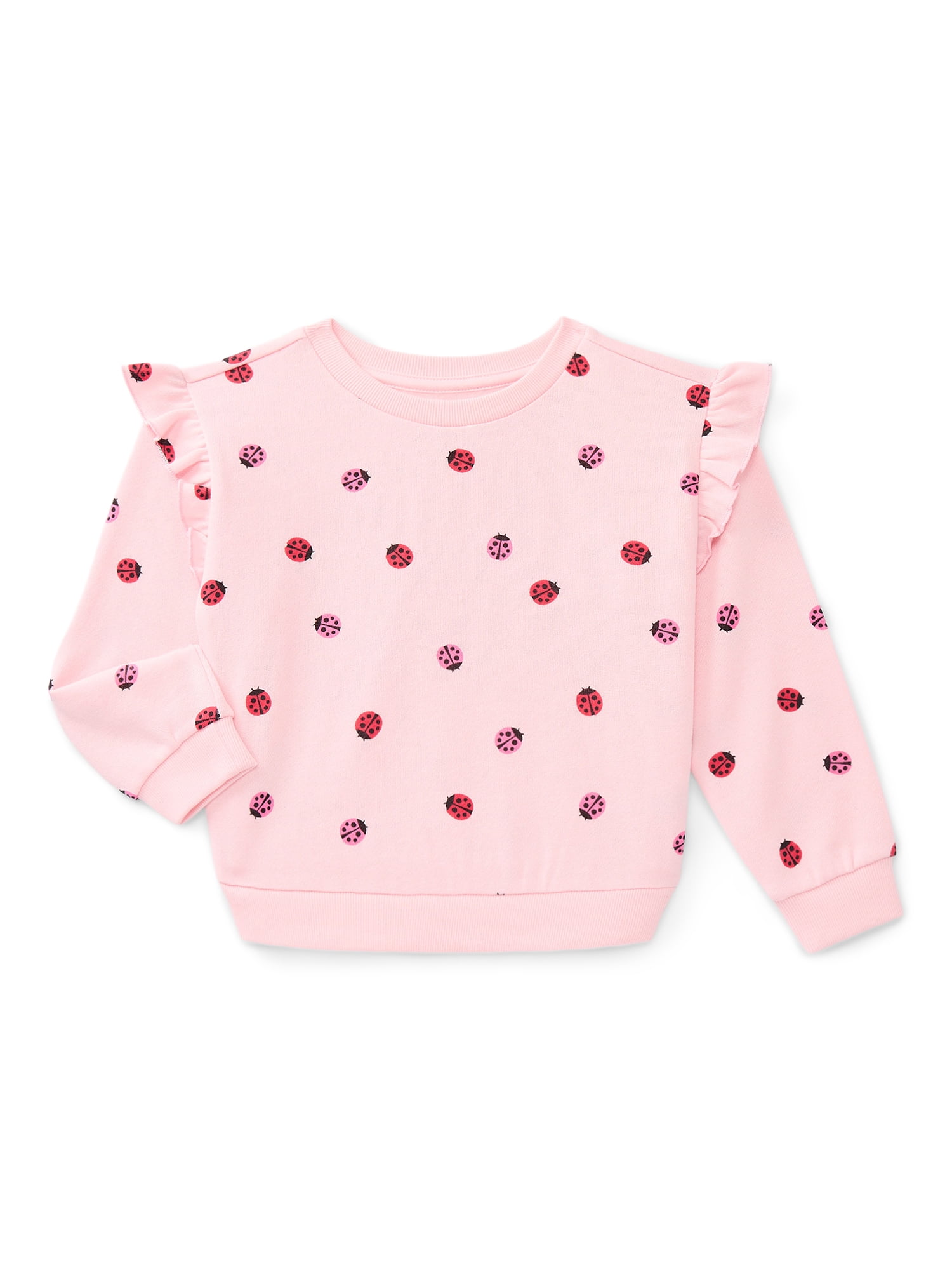 Wonder Nation Toddler Girls Fleece Crewneck Top with Long Sleeves, Sizes 12M-5T