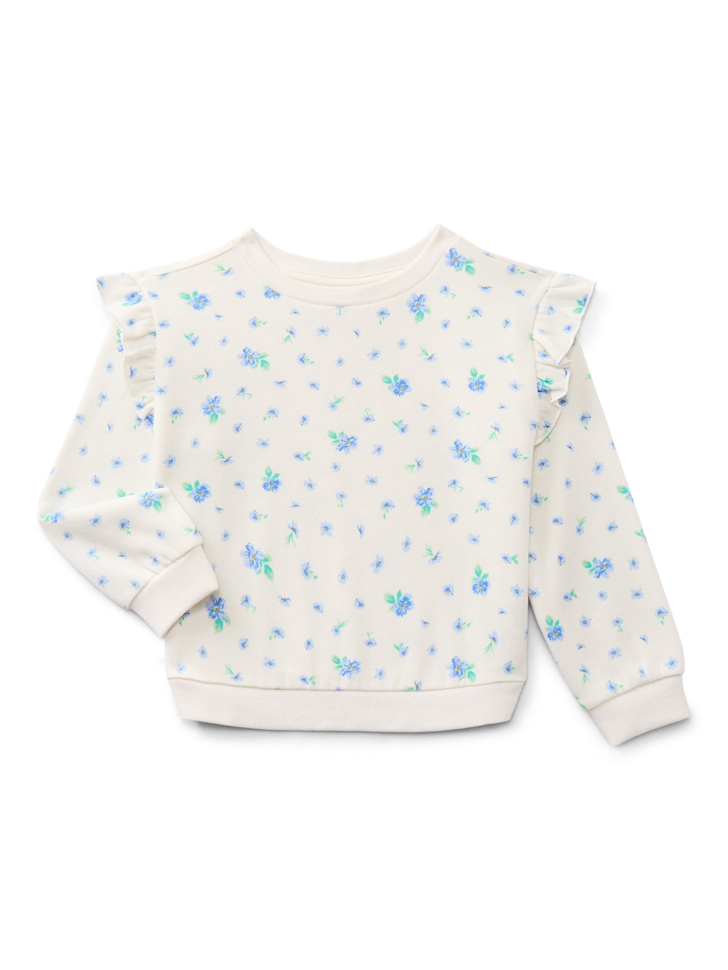 Wonder Nation Toddler Girls Fleece Crewneck Top with Ruffles, Sizes 12M-5T
