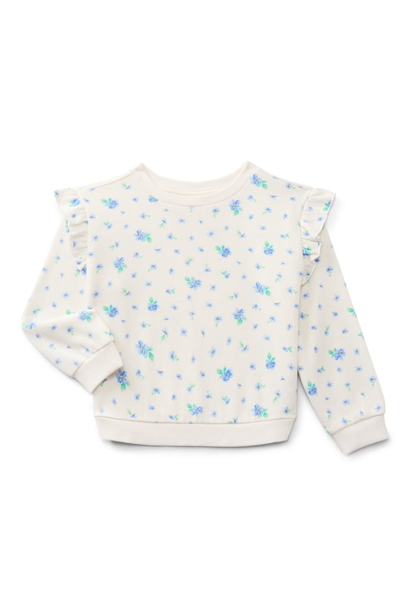 Toddler Girls Fleece Crewneck Top with Long Sleeves, Sizes 12M-5T