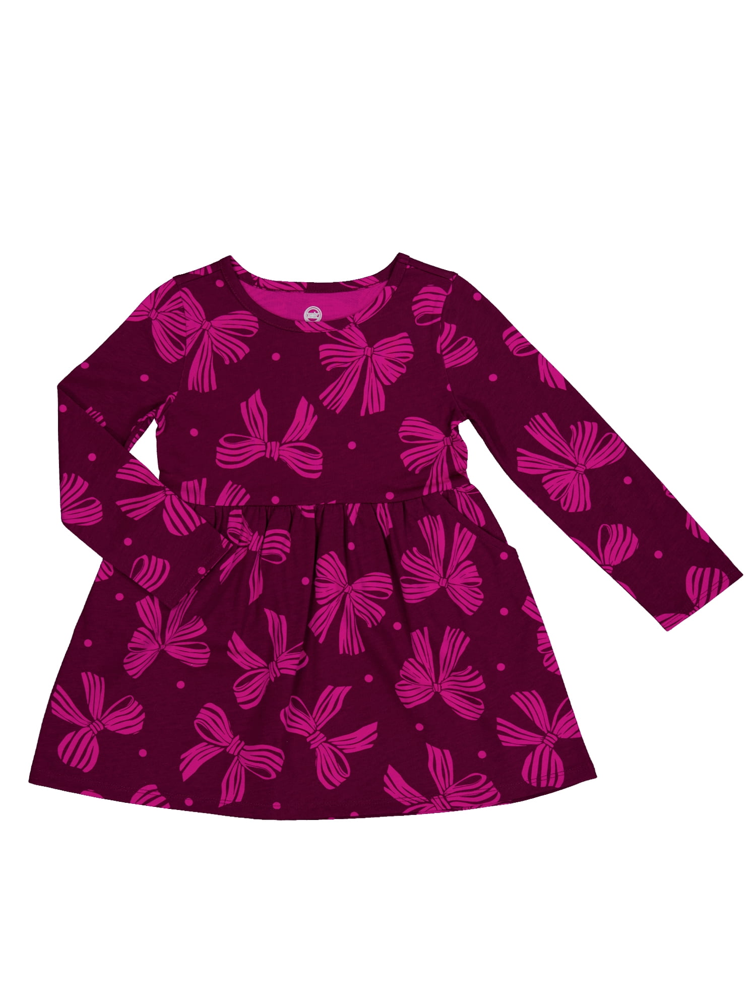 Wonder Nation Toddler Girls Long Sleeve Play Dress, Sizes 12M-5T