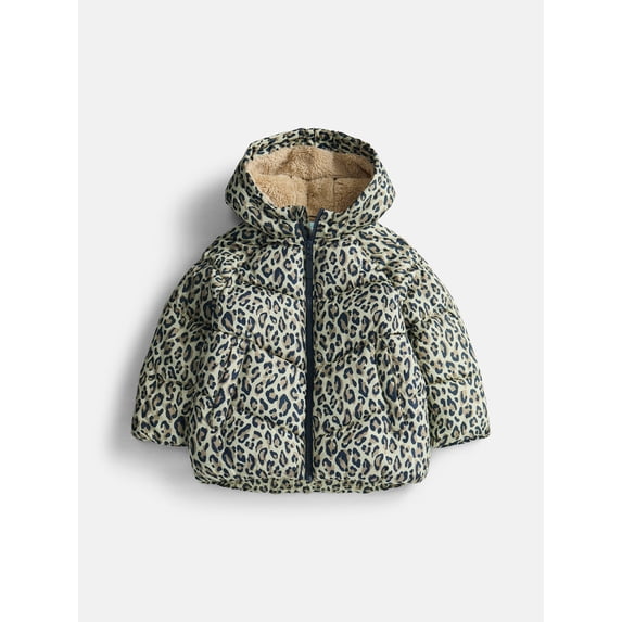 Wonder Nation Toddler Girl Heavyweight Puffer Jacket, Sizes 12M- 5T