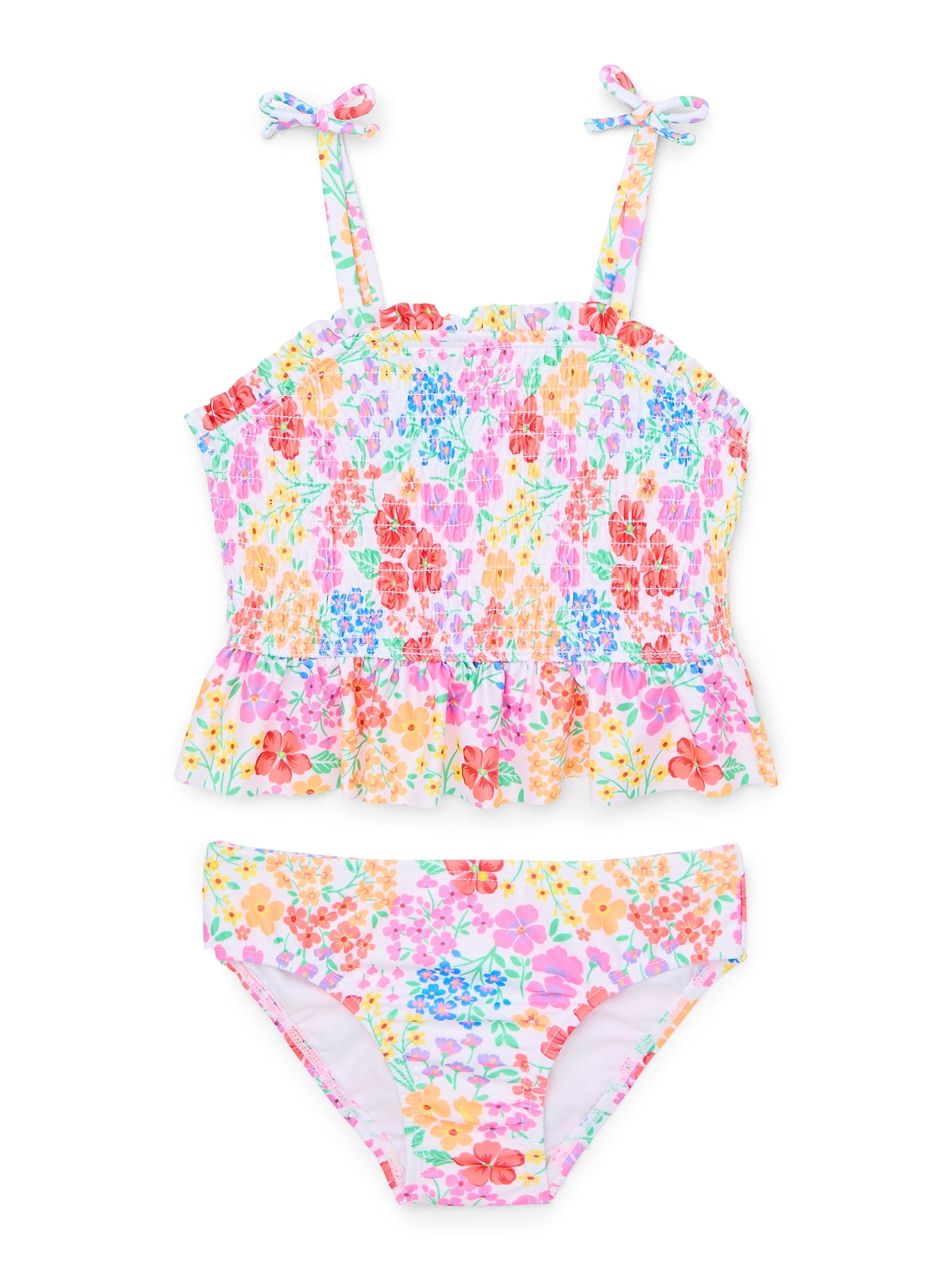 Wonder Nation Toddler Girl Smocked Ruffle Tankini, Two-Piece, Sizes 12M-5T