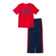 thumbnail image 1 of Wonder Nation Boys Short Sleeve Top and Track Pants Pajama Set, 2-Piece, Sizes 4-18, 1 of 3