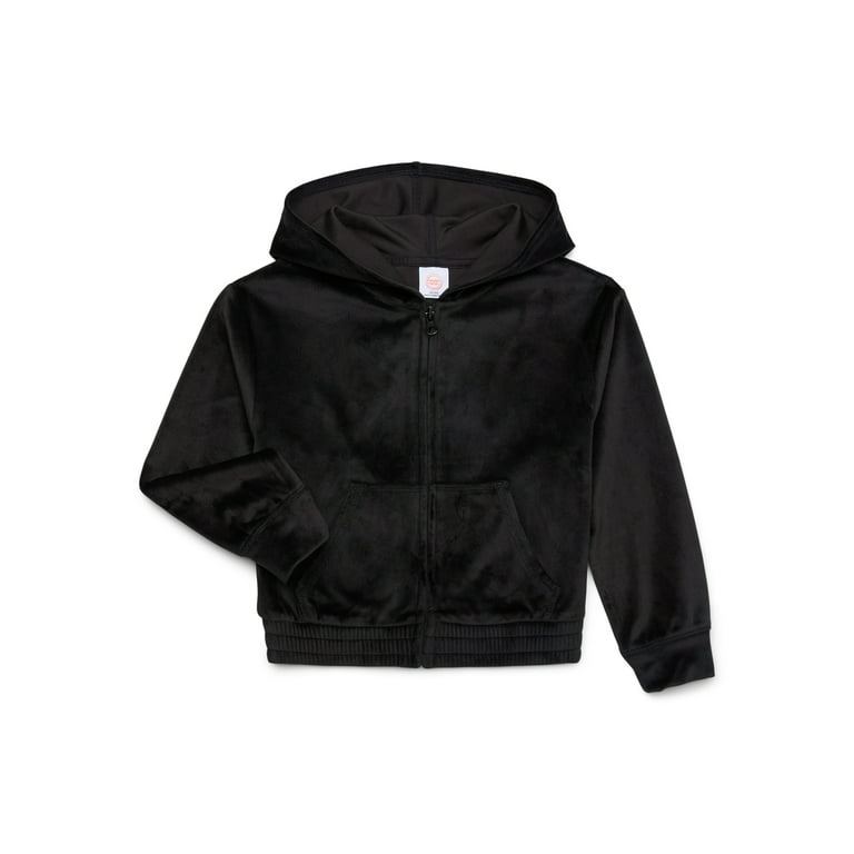 Wonder Nation Girls Long Sleeve Zip Front Velour Hoodie Sizes 4 18 Plus Walmart