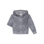 WONDER NATION Girls Velour Zip Up Hoodie, Sizes 4-18 & Plus