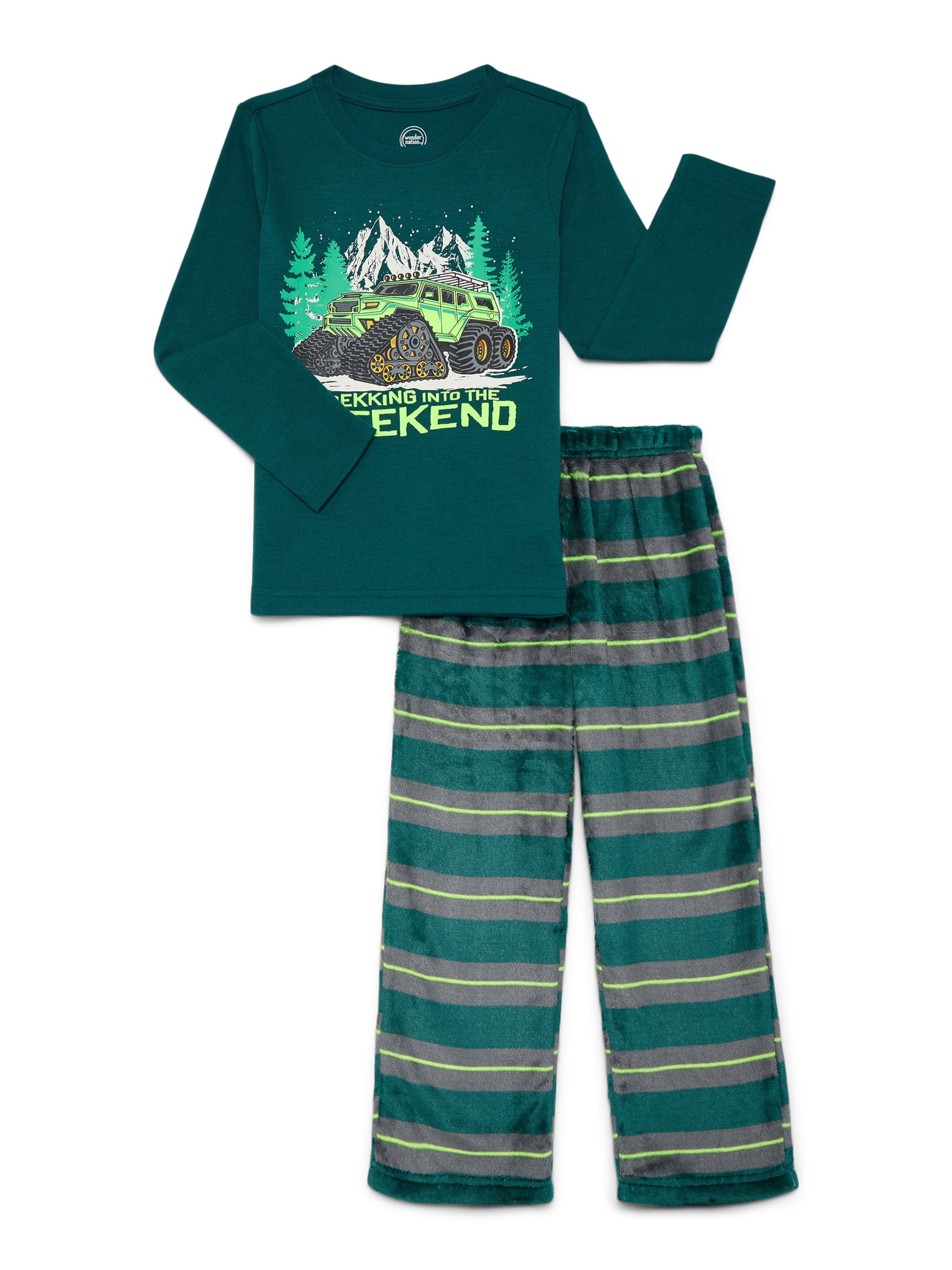 Wonder Nation Boys Long Sleeve Top and Pants Sleep Set, 2-Piece, Sizes 4-16