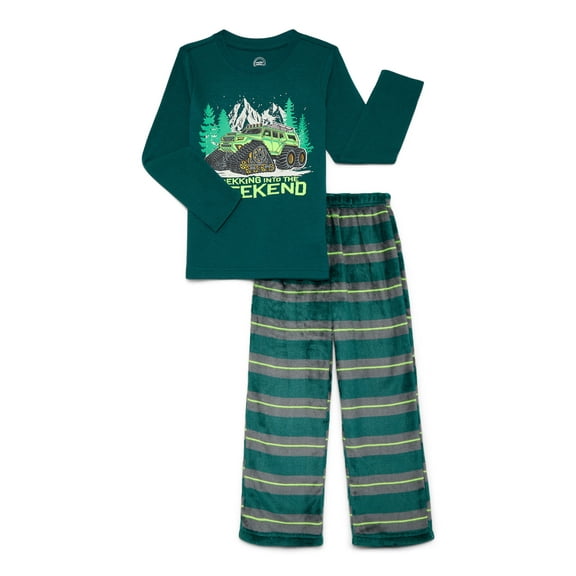 Wonder Nation Boys Long Sleeve Top and Pants Sleep Set, 2-Piece, Sizes 4-16