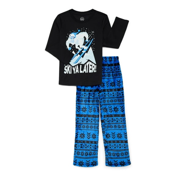 Wonder Nation Boys Long Sleeve Top and Pants Sleep Set, 2-Piece, Sizes 4-16