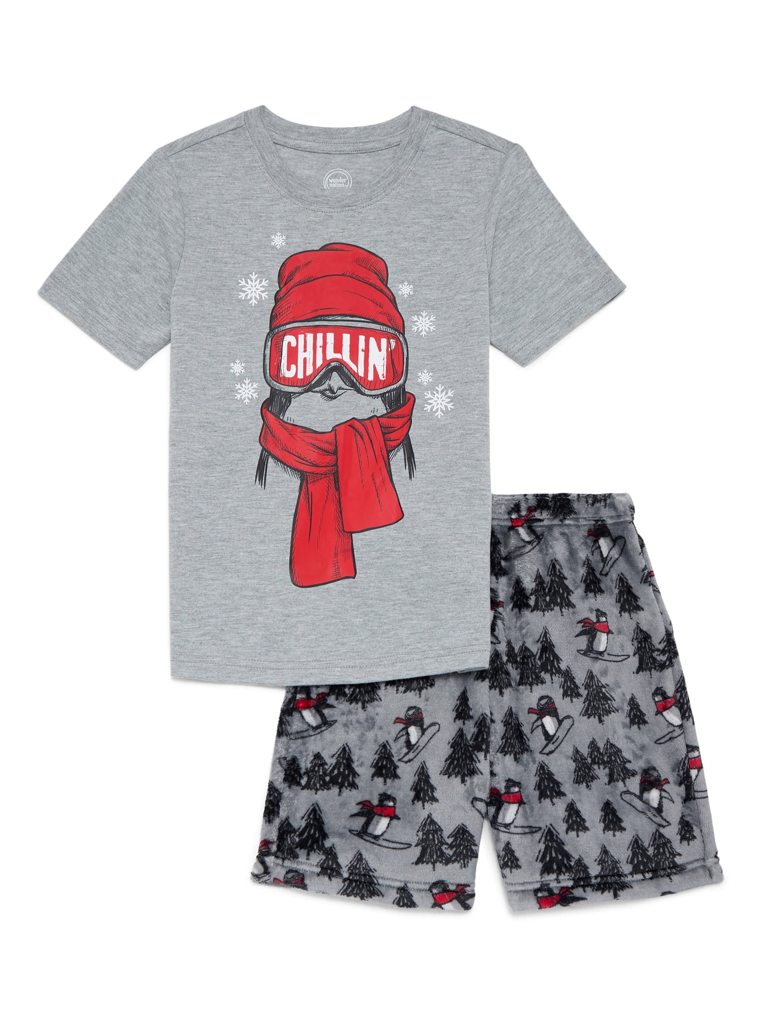 Wonder Nation Boys Short Sleeve Top and Shorts Sleep Set, 2-Piece, Sizes 4-16