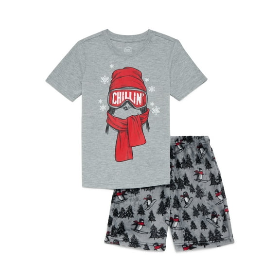 Wonder Nation Boys Short Sleeve Top and Shorts Sleep Set, 2-Piece, Sizes 4-16