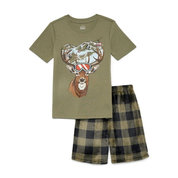 Wonder Nation Boys Short Sleeve Top and Shorts Sleep Set, 2-Piece, Sizes 4-16