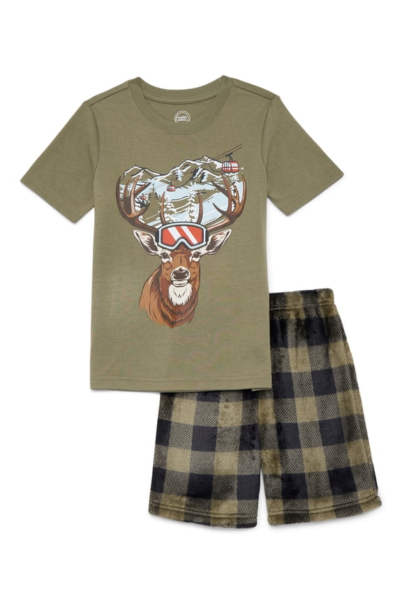 Boys Short Sleeve Top and Shorts Sleep Set, 2-Piece, Sizes 4-16
